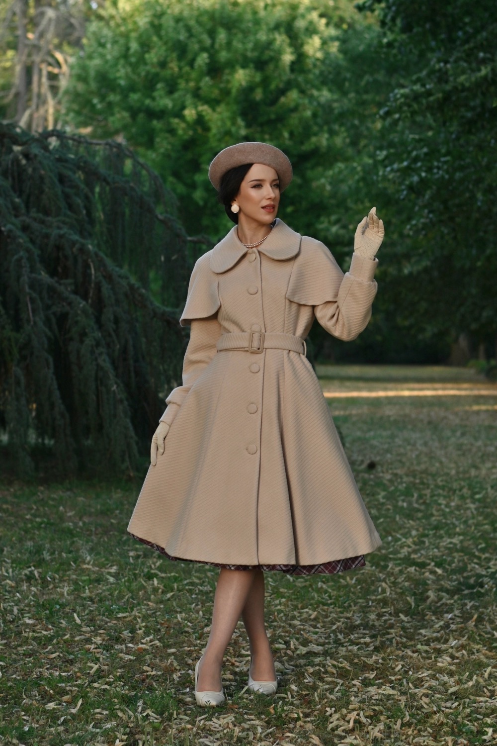 Cosette Beige Swing Coat in Extended Sizing